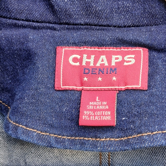 Chaps Ralph Lauren Jean Jacket Size L Military Style Denim Jacket - Picture 6 of 9